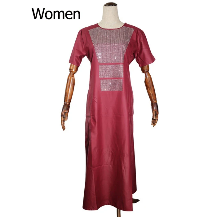 women red H& D африканская пара одежды костюмы Длинные платья для женщин африканские мужчины Дашики рубашка брюки набор новая одежда с сияющими камнями - Цвет: women red