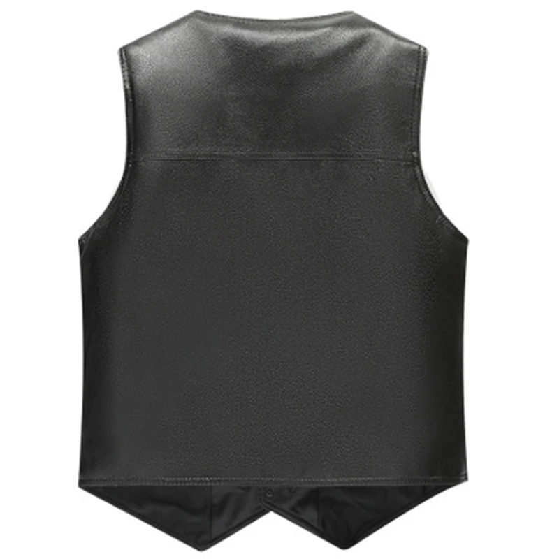Men PU Leather Fleece Vest Men's Autumn And Winter middle-aged Fashion Loaded Coat Large Size | Мужская одежда