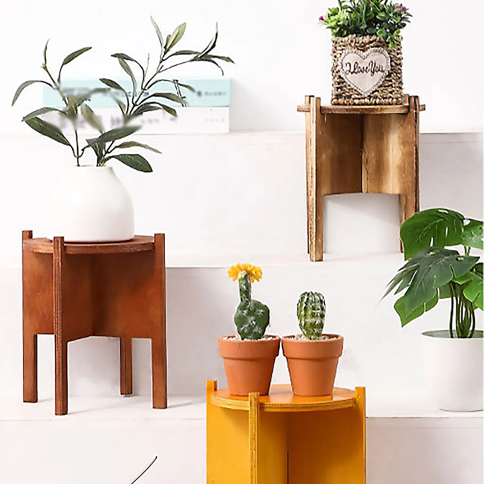 

Balcony Shelf Creativity Indoor Wood Home Decoration 16x20 Cm Durable Simplicity Flower Stand