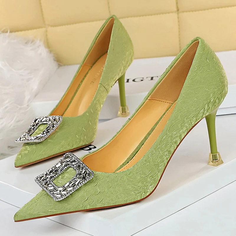 2022 элегантные женские блестящие зеленые туфли-лодочки на высоком каблуке 8 см со
