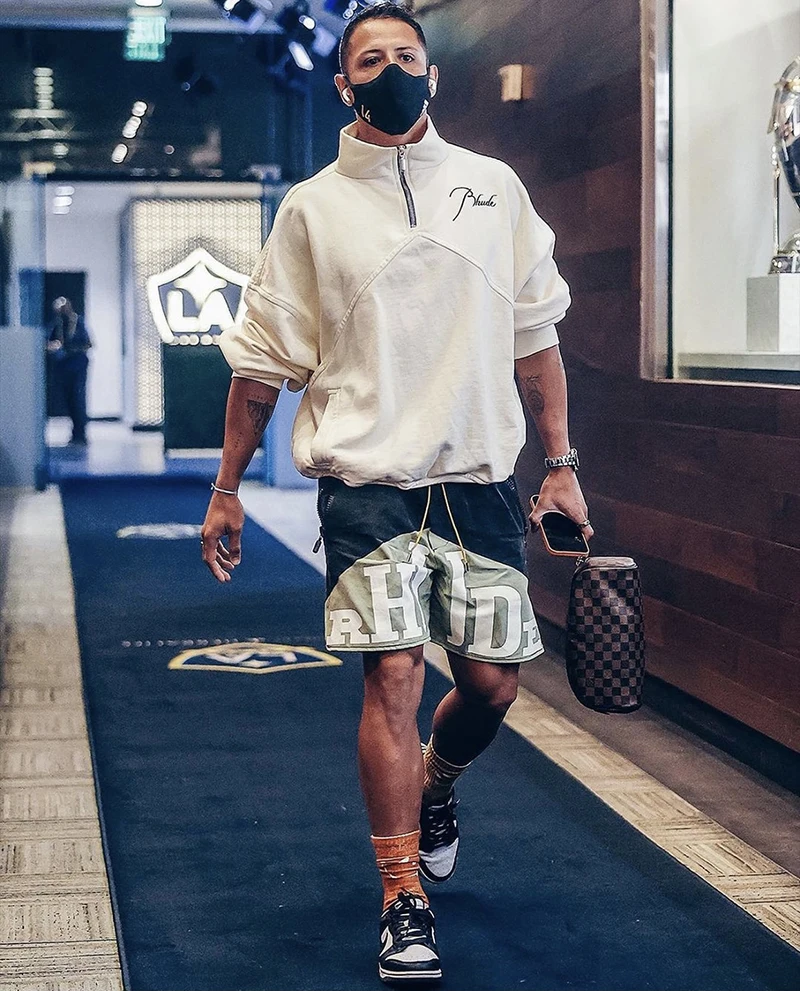 

Heavy 430 Grams 100% Cotton Terry RHUDE Autumn Winter Retro Stand Collar Half Zipper Logo Embroidery Stitching Sweatershirts