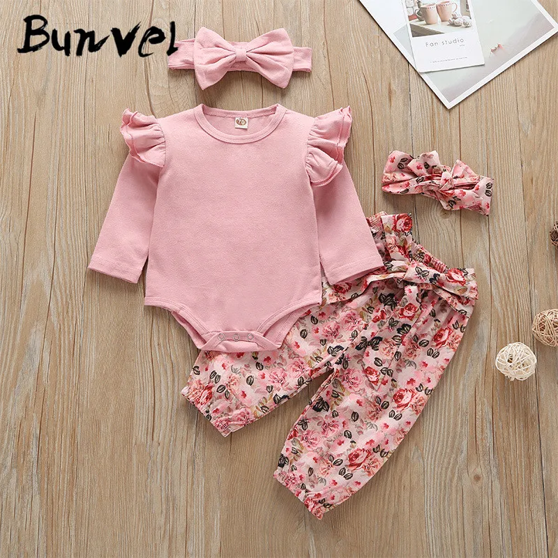 Bunvel/3 предмета Одежда для новорожденных одежда маленьких девочек комбинезон с