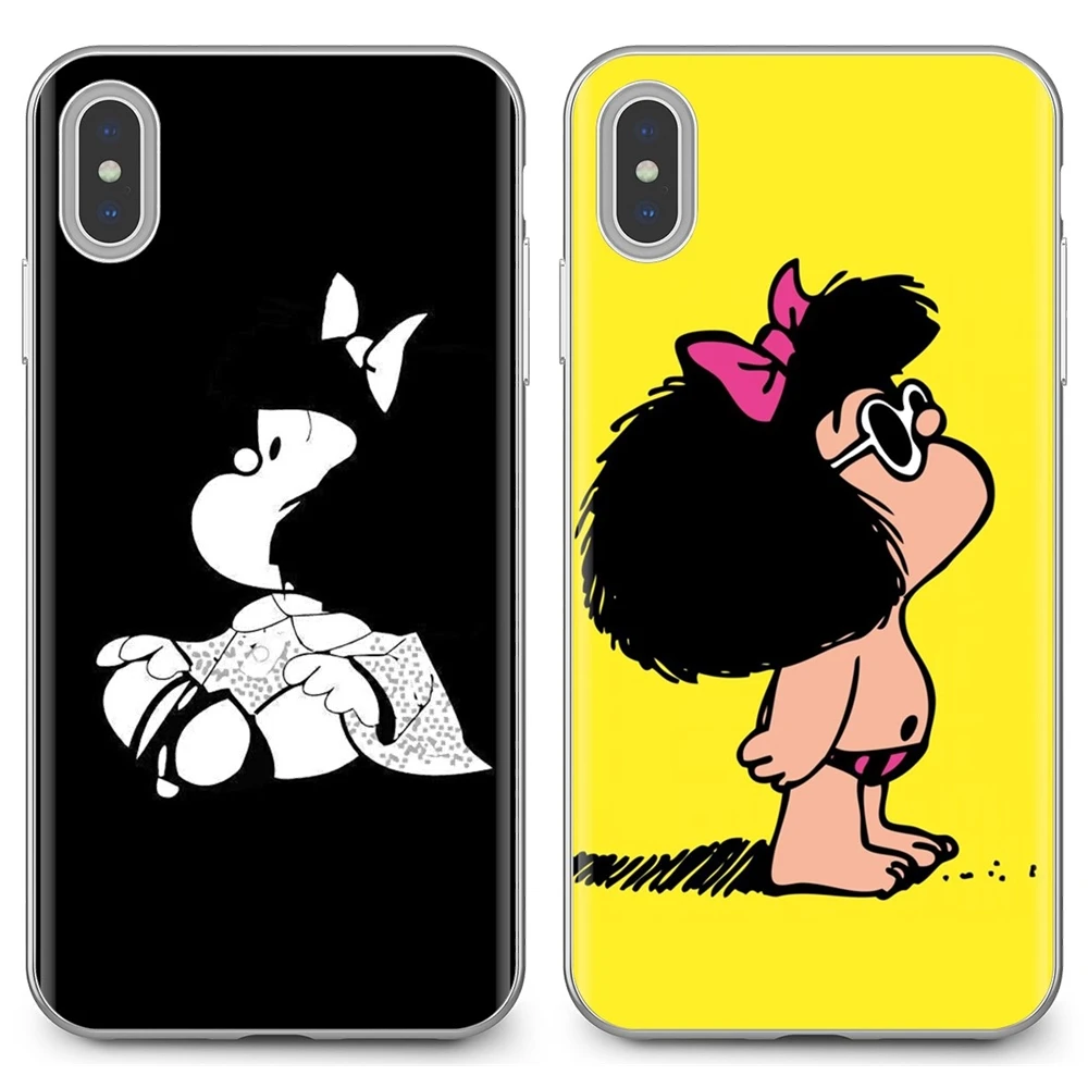 Тонкий силиконовый мягкий ТПУ чехол Mafalda для телефона iPhone 11 Pro 4 4S 5 5S SE 5C 6 6S 7 8X10 XR XS