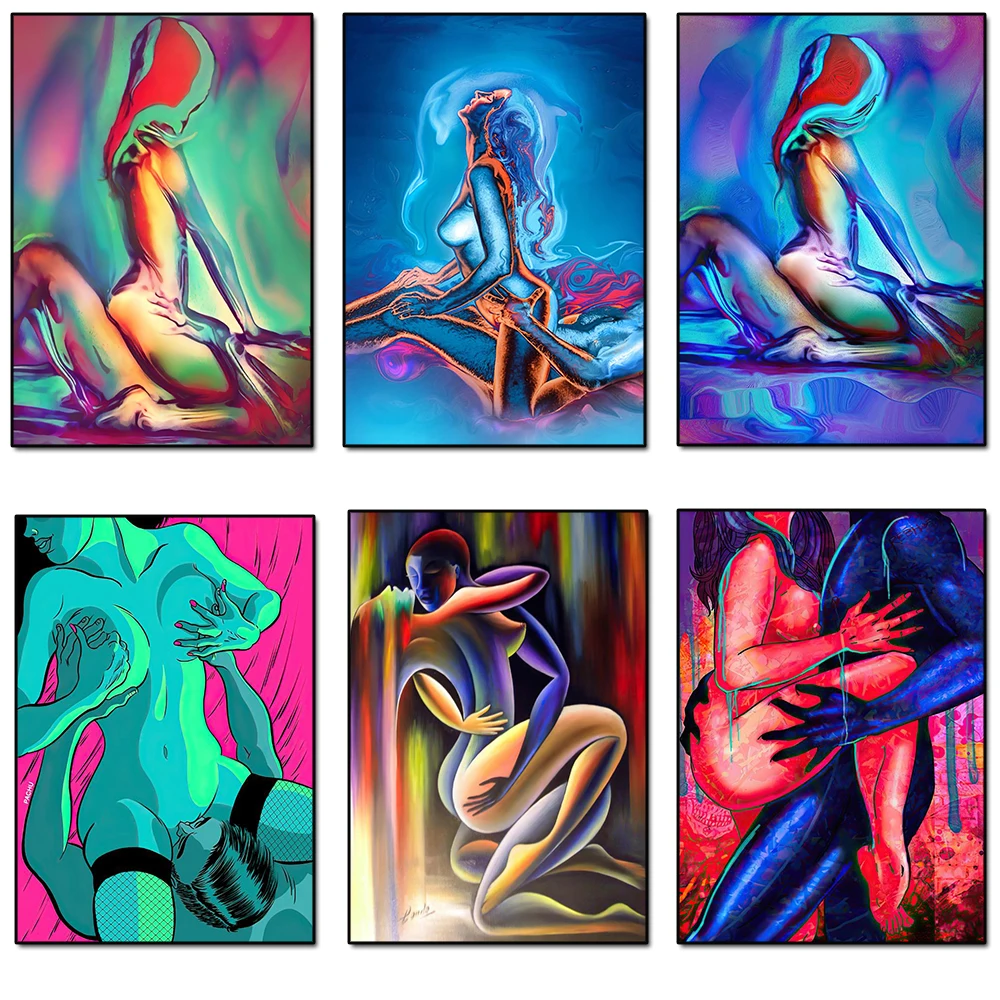 5D Diy Diamond Painting Sexy Couple Bedroom Decor Full Round Drill Embroidery Abstract Nude Human Body Romantic Cross Stitch Kit