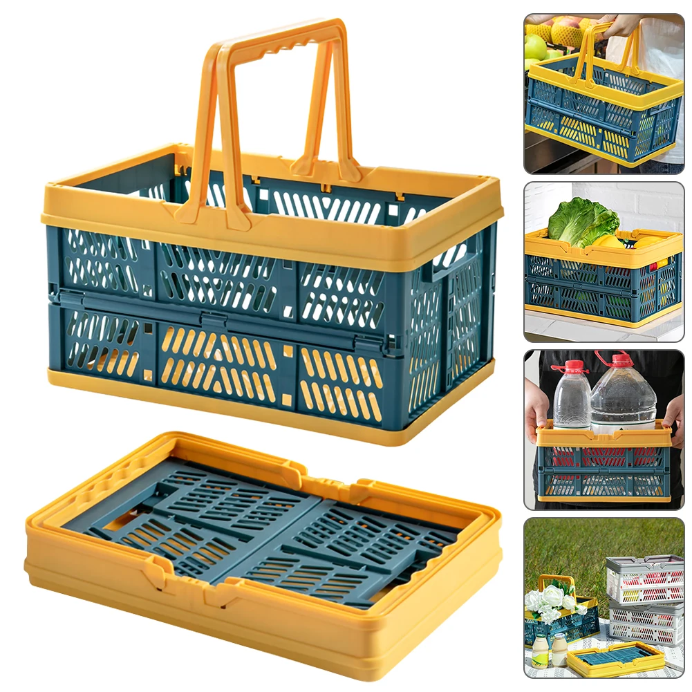 

Collapsible Plastic Grocery Shopping Baskets Small Folding Stackable Storage Containers Bins Kitchen Storage & Organization