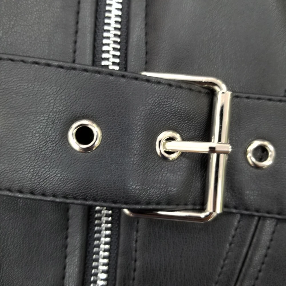 

PU leather wrapped chest tube top shirt zipper belt short waist gathered sexy outer wear strapless strapless female chest pad