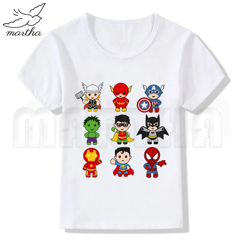 Маленькие супергерои Летний стиль Забавные милые топы для девочек модная