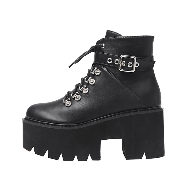 Женские армейские ботинки готическая обувь на платформе зимняя высоком каблуке
