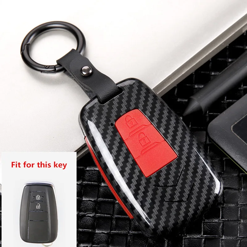 Чехол для ключа из углеродного волокна под дерево Toyota CHR Corolla RAV4 Avalon Land Cruiser Prado Prius