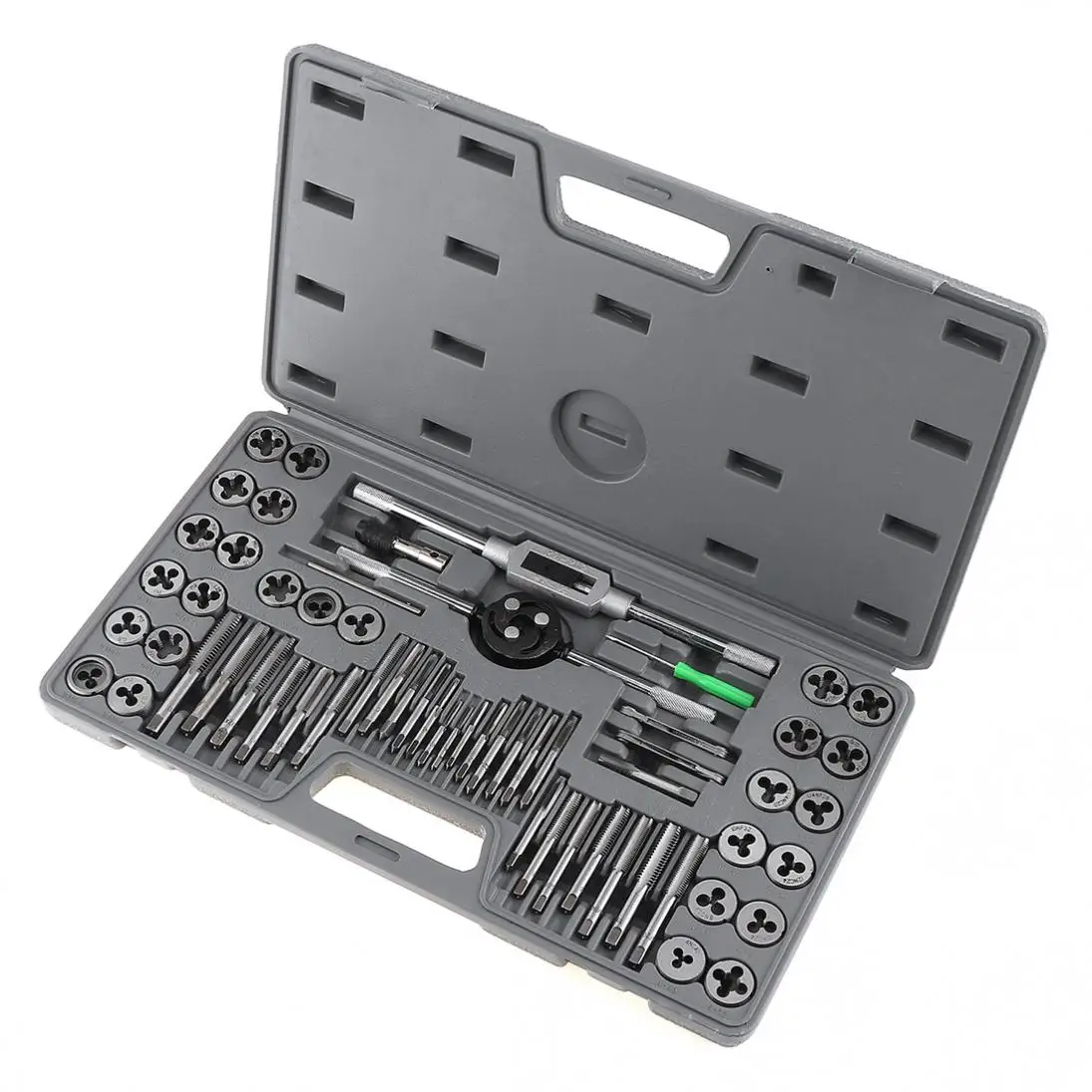 

60pcs/lot Multifunction Alloy Steel Metric and British Screw Tap & Die Thread Cutting Tapping Hand Tool Kit with Plastic Box