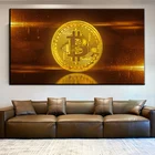 Абстрактная Золотая картина с биткоином, мотивирующая Картина на холсте, печать криптовалюты, Настенная картина для офиса, гостиной, Декор