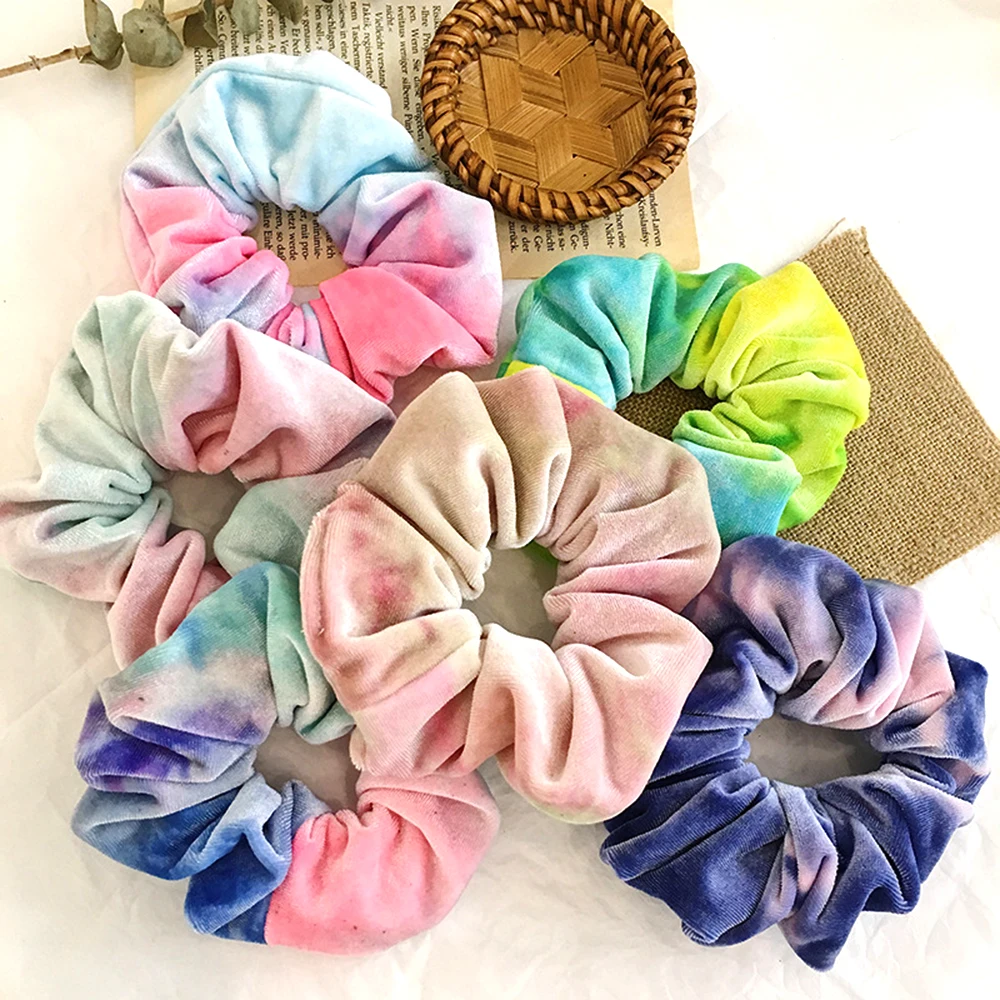 Новые корейские радужные бархатные резинки для волос эластичные однотонные