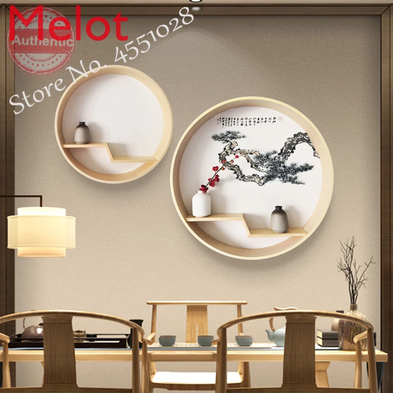 

50cm Round Ornaments New Chinese Porch Wall Decoration Wall Decoration Tea Room Zen Hanging Wall Creative Rack