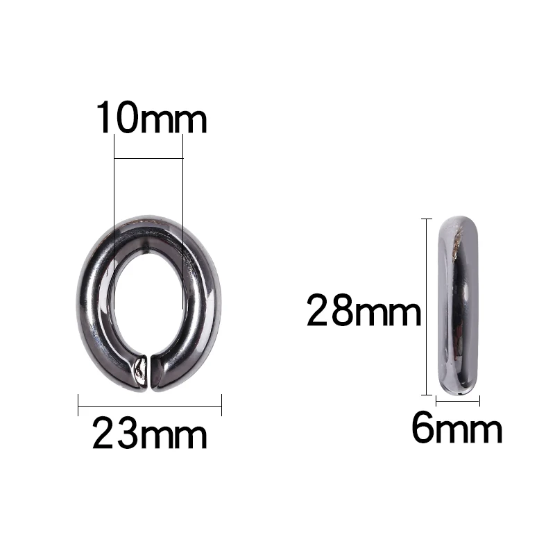 

Linsoir 50pcs/lot Acrylic Plating Gold Silver Color Chain Rings Oval Beaded Clasps Chains Buckle for DIY Jewelry Making Supplies