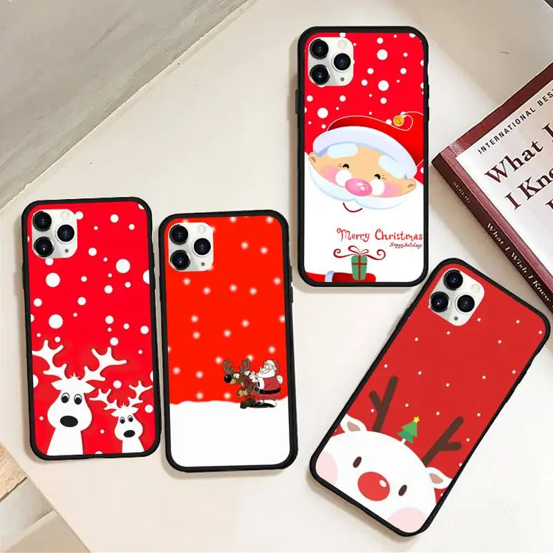 

Christmas Cartoon Deer Phone Case Rubber for iPhone 11 pro XS MAX 8 7 6 6S Plus X 5S SE 2020 XR case