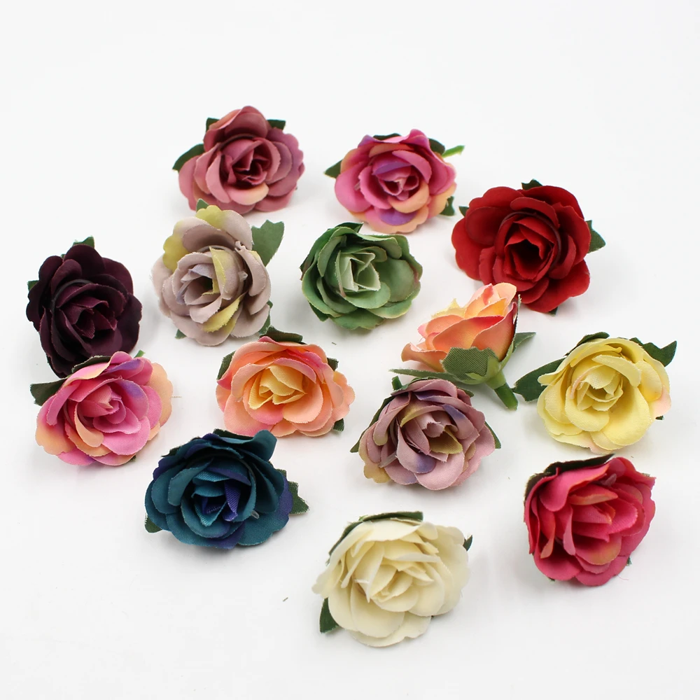 

10/20Pcs 4CM Silk Retro Roses Heads Vases For Artificial Decoration Wedding Car Home Fake Flower Wall Diy Gifts Brooch