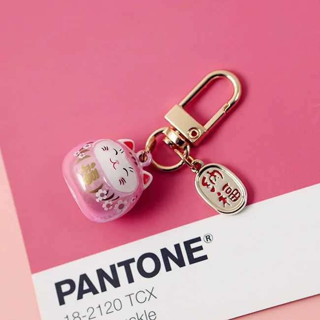 

Cute Cherry Blossom Cat Keychain Cartoon Doll Popular Ceramic Creative Keyring Role Play Couples Car Bag Gift Key Pendant Hot