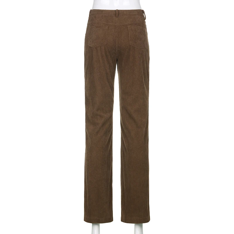 

2021 Corduroy Y2K Joggers Women Cargo Pants 90s Streetwear Caramel Brown Low Waist E Girl Aesthetic Straight Trousers Female