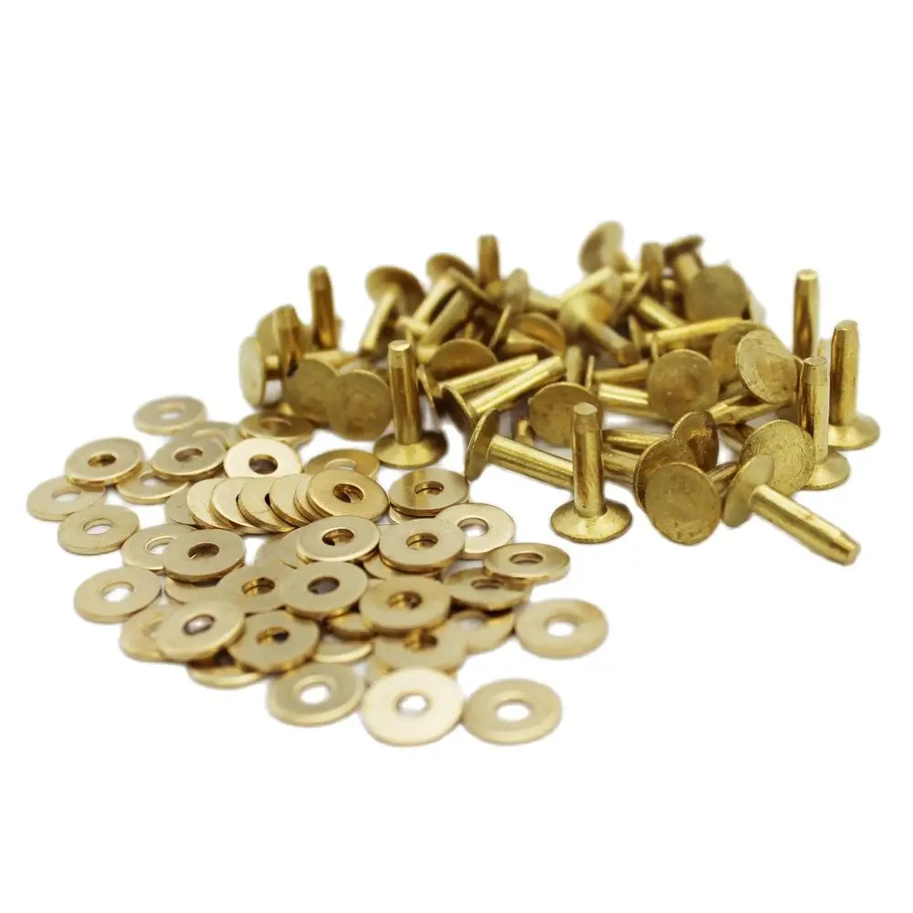 

100 шт заклепки для кожаной латунной крышки диаметром 9 мм, длина хвостовика 12 мм