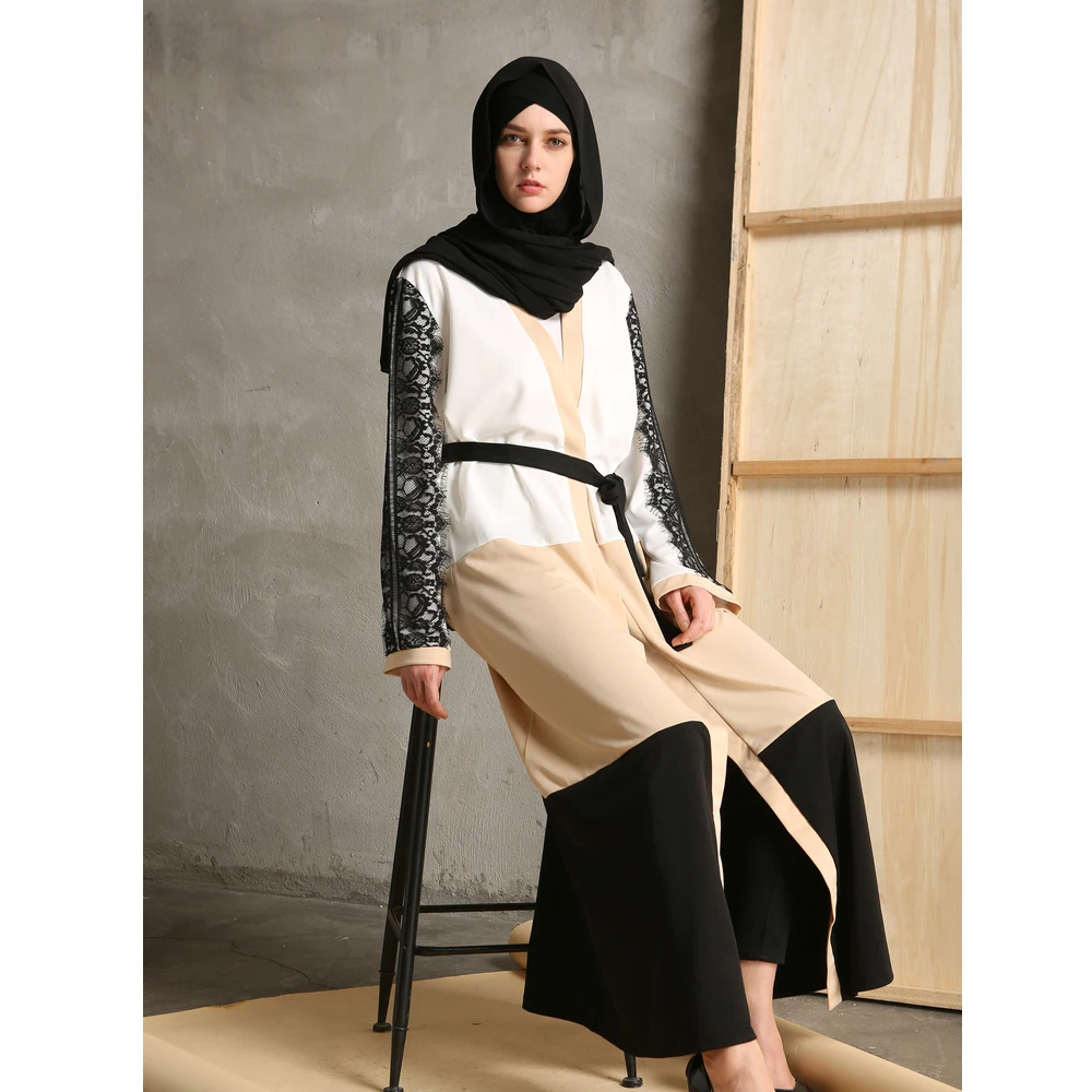 Модное мусульманское Макси кружевное платье кардиган абайя халаты Винтажный