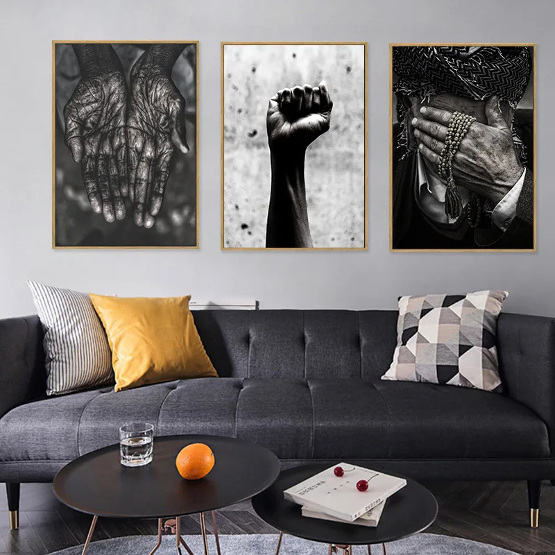 

African Black and White Hands and Fists Canvas Painting Wall Painting Posters Prints Wall Art Canvas for Living Room Home Decor