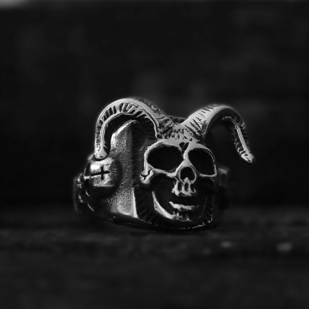 Мужские Винтажные кольца с крестом Azazel сатанинский череп панк дьявол в готическом стиле кольцо из нержавеющей стали байкерские ювелирные изделия