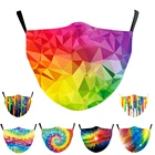 Цветные маски для взрослых в стиле Харадзюку, радужная моющаяся маска с принтом рта, многоразовая ткань, свернутая Защитная крышка из углеродного фильтра
