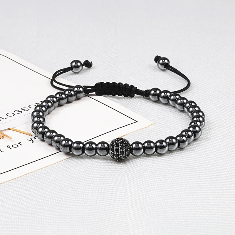 Модный браслет с бусинами шариками фианитами для женщин и мужчин очаровательные