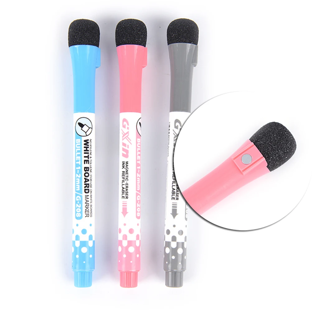 

1pcs White Board Whiteboard Marker Pen Oil Pen Creative Double Write Wipe Erasable Marker Pen 3 Colors Eraser Art Mark Pen