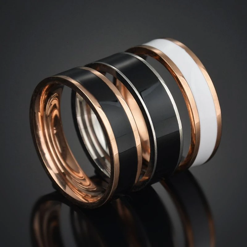 Модные цвета розового золота из нержавеющей стали для женщин обручальные кольца