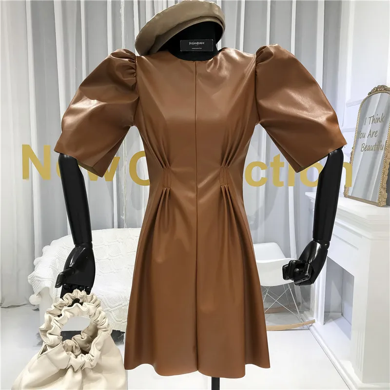 [EWQ] 2020 весеннее Новое минималистичное женское платье с пышными рукавами