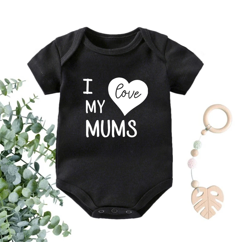 Забавные комбинезоны для новорожденных с принтом I Love My mors хлопковые коротким