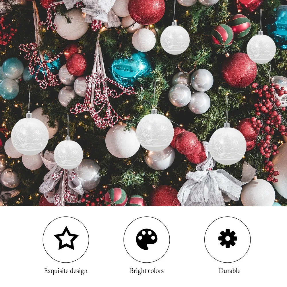 

12Pcs Christmas Balls Hanging Pendant White Pattern Design Decoration