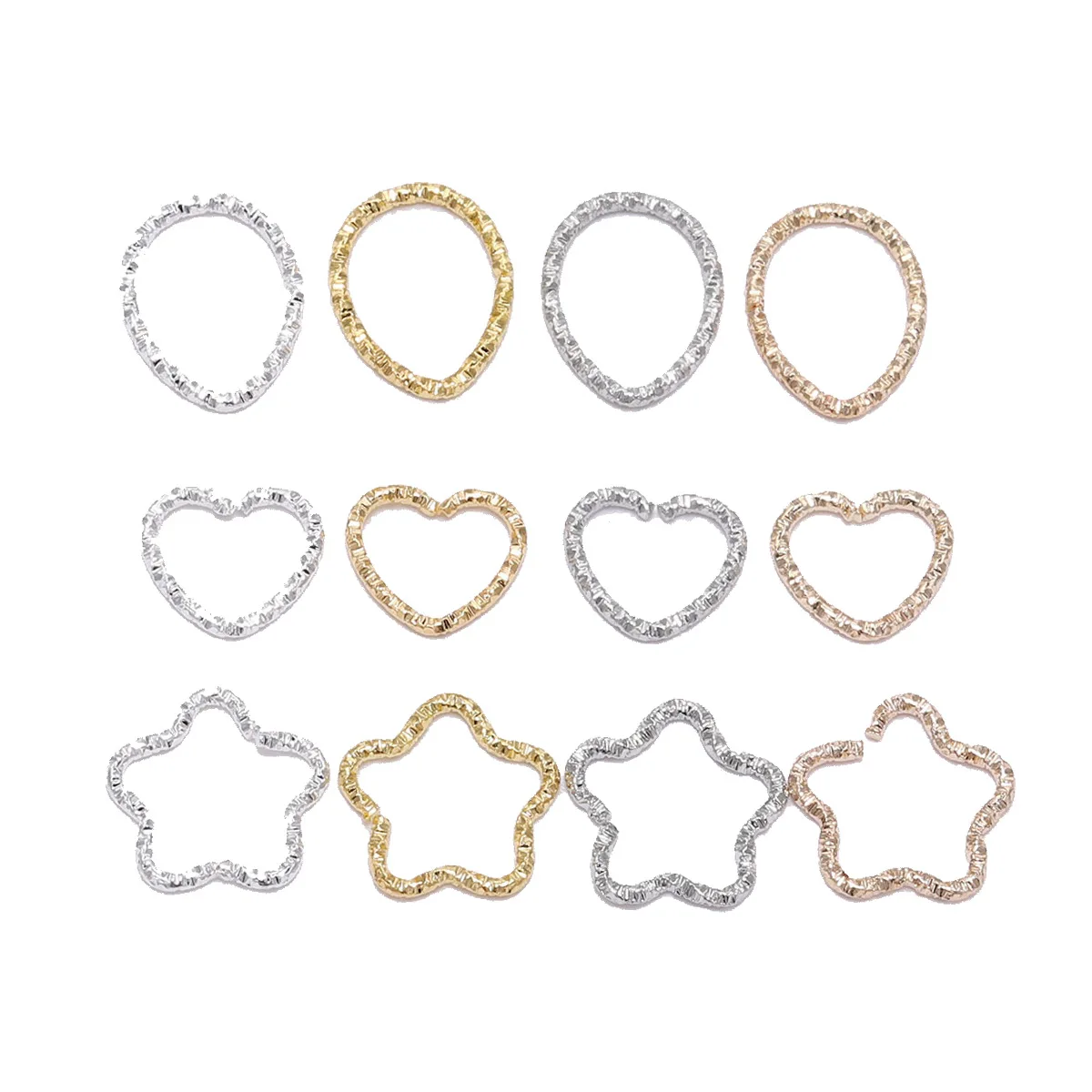 

50 unids / batch silver plated gold jump star core braided ring spacer connector HAC