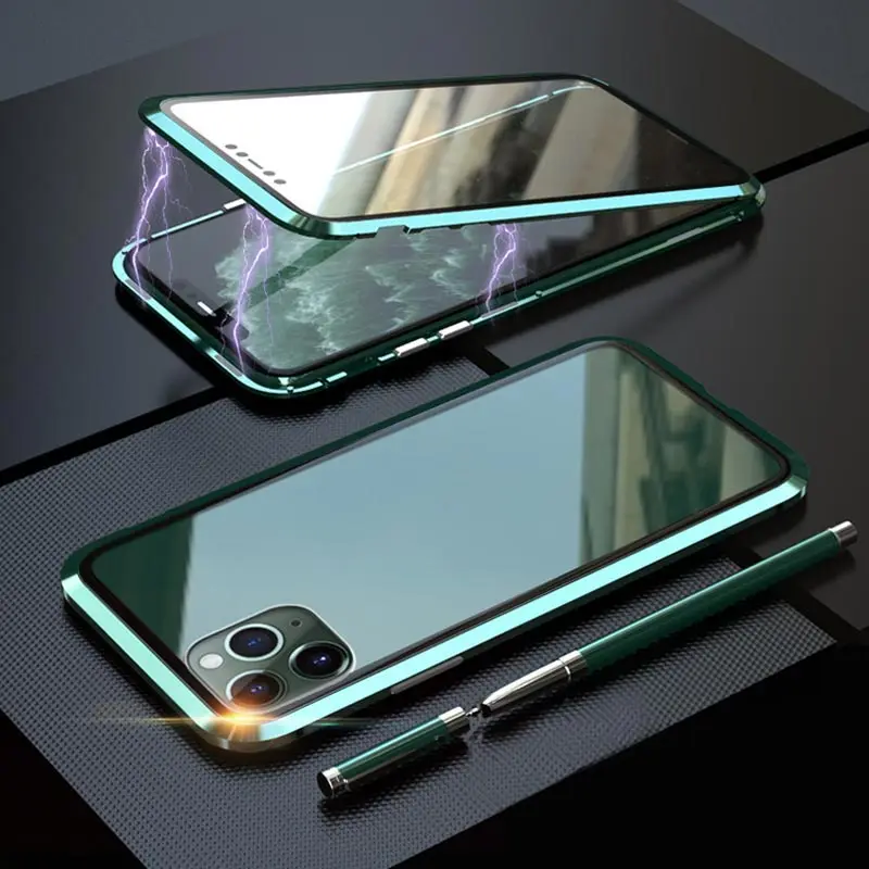 Suntaiho магнитный металлический чехол для iPhone 11 Pro Max XR XS MAX X закаленное стекло с магнитом чехол для iPhone 11 Pro XS чехол для Max XR