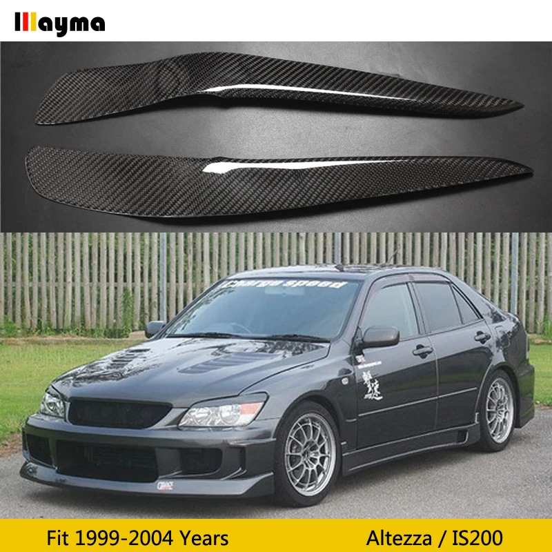 Carbon fiber headlight covers eyelid For Lexus IS200 1999- 2004 For Toyota Altezza Fiber glass primer front lamp eyebrow sticker