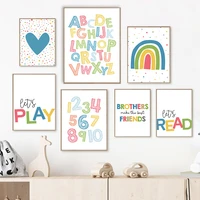 numbers alphabet colorful rainbow sun nursery wall art canvas painting nordic posters and prints wall pictures kids room decor
