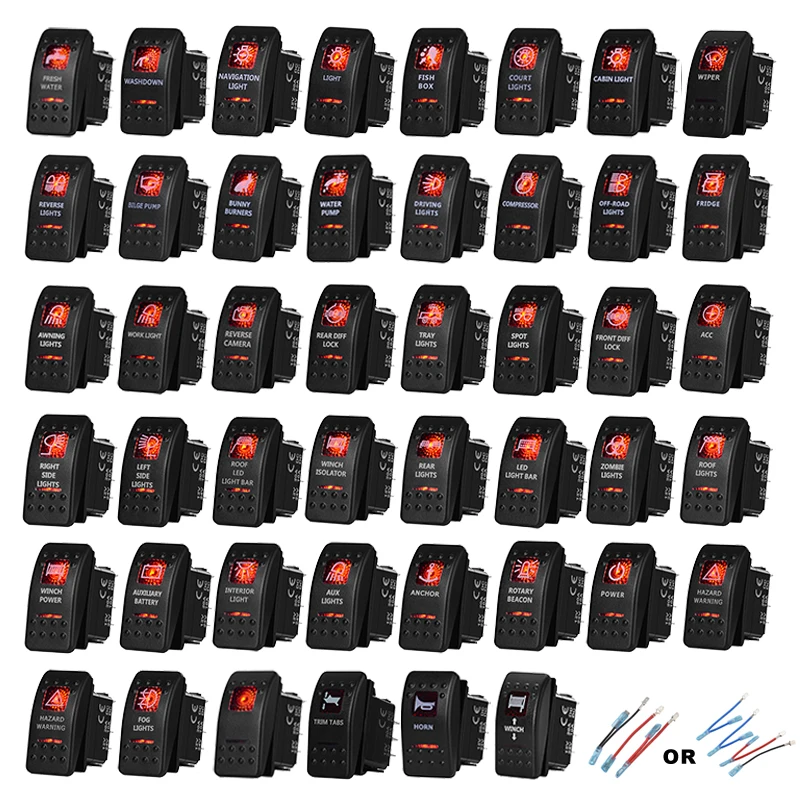

12V 20A/24V 10A Автомобиль Лодка Грузовик красных светодиодных ламп рокер кнопочный переключатель для генератора сигналов произвольной формы Ли...