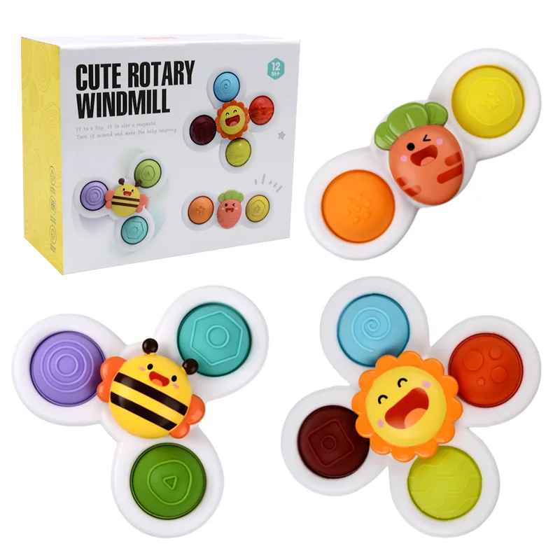 

3PC/Set Fidget Spinner Fingertip Gyro Sucker Dining Chair Spin Sucker Spinning Top Toy Infant Baby Gift Bath Stress Relief Toys