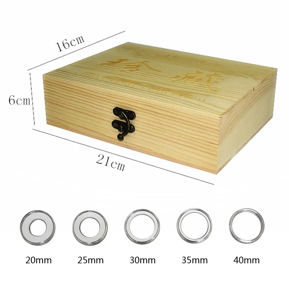 

30Pcs/Box Coin Box 51mm Round Boxed Holder Wood Coins Storage Boxes Capsules Display Cases Organizer Collection Gifts