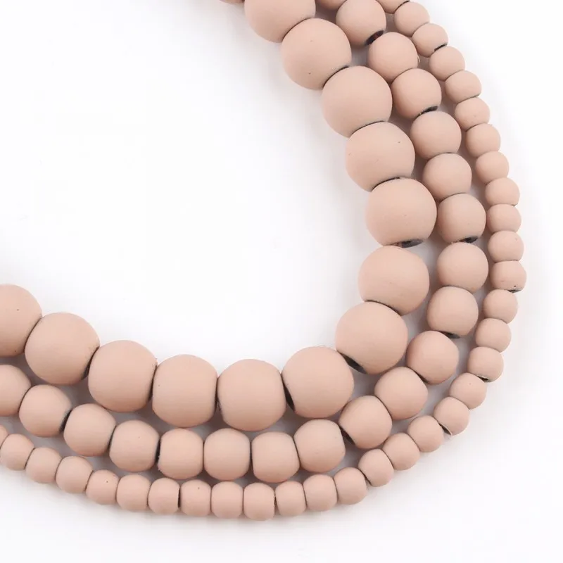 Круглые розовые резиновые бусины телесного цвета матовые Бусины Из Натурального