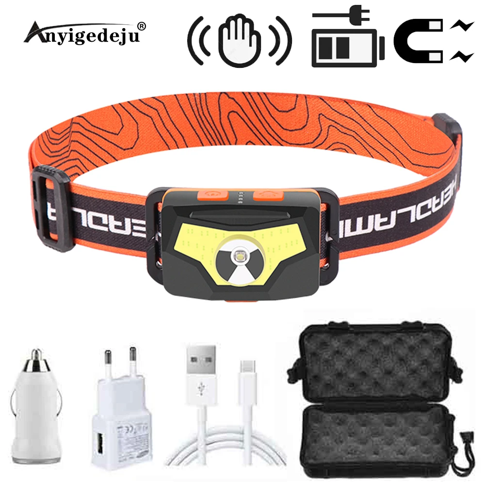 

Светодиодный налобный фонарь XPG с ИК-датчиком, портативный мини-фонарь с крючком и зарядкой через USB для кемпинга, магнитные инструменты