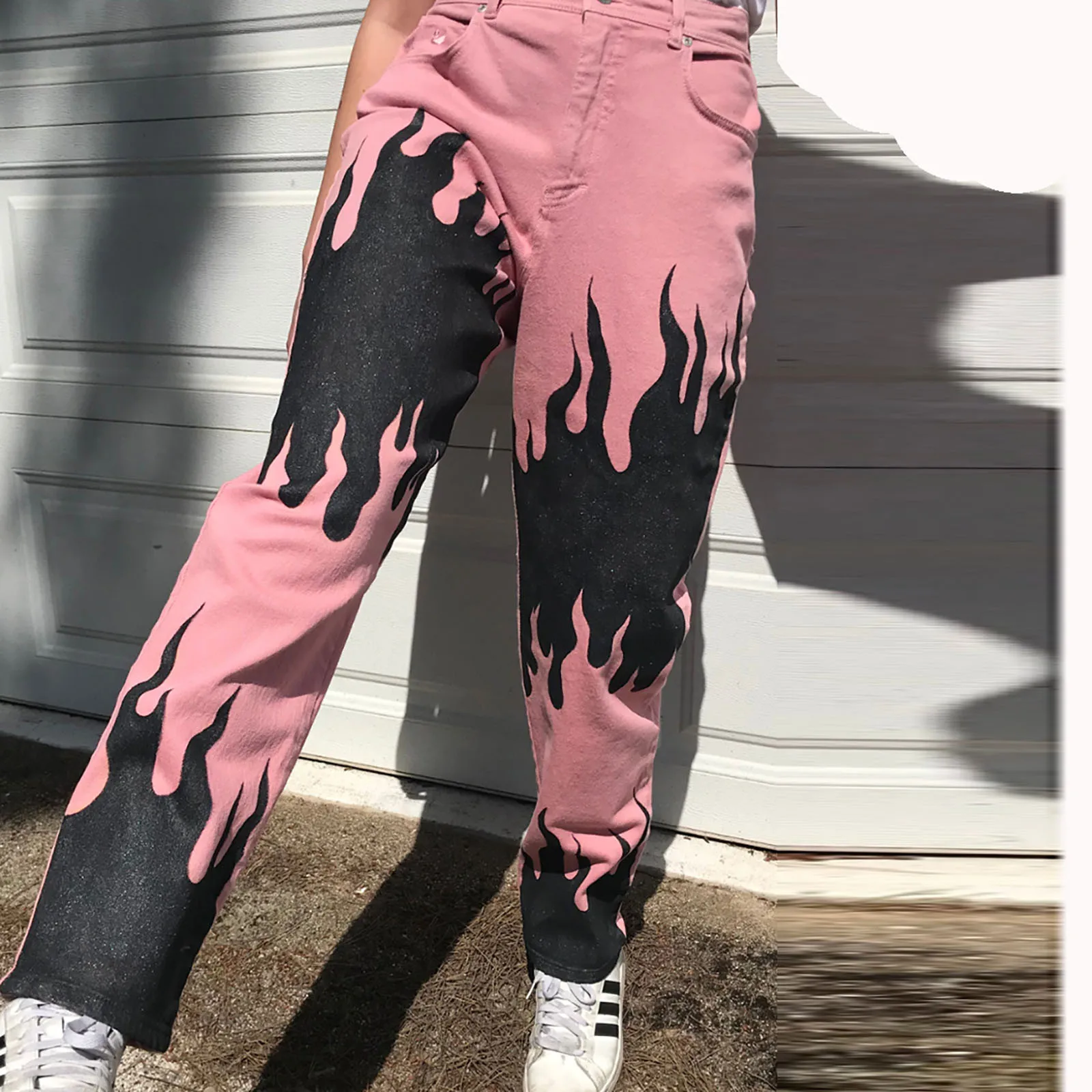 

2020 New Women Skinny Pencil Denim Jeans Stretch Slim Fitness Pants Trousers Pink Printed Loose Pants Jeans Trousers Casual Slim