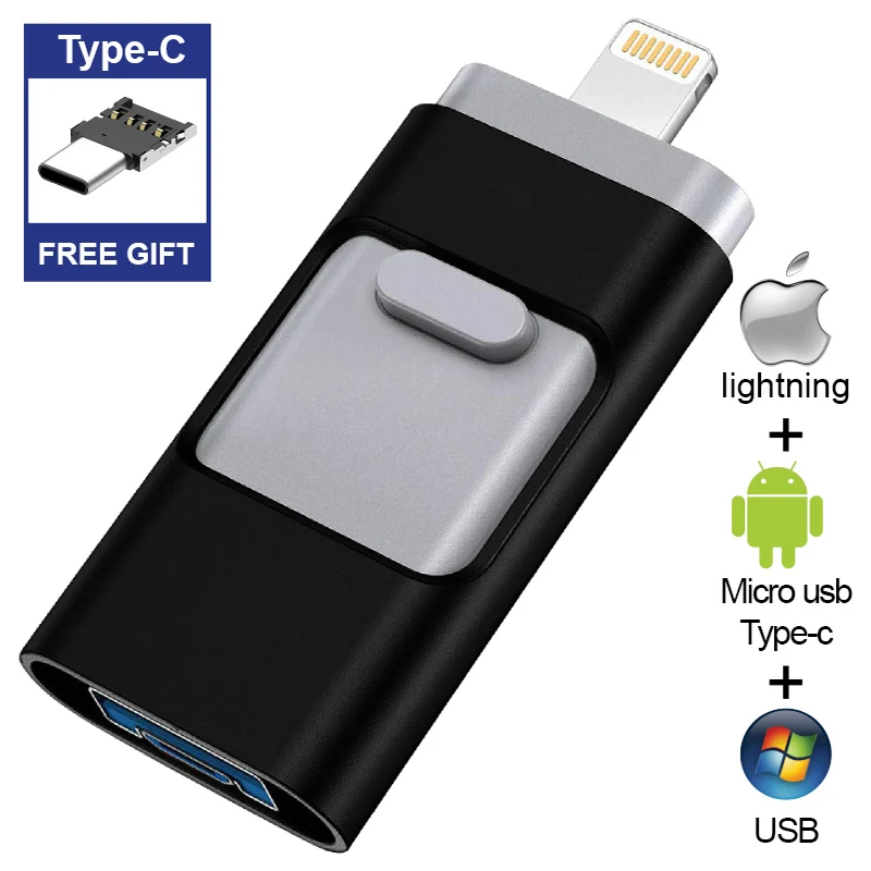 Подарок type-C адаптер iOS Usb флэш-накопитель для iPhone/iPad/Android телефон 3,0 USB палка для iPhone6 7 8 X XS флешка
