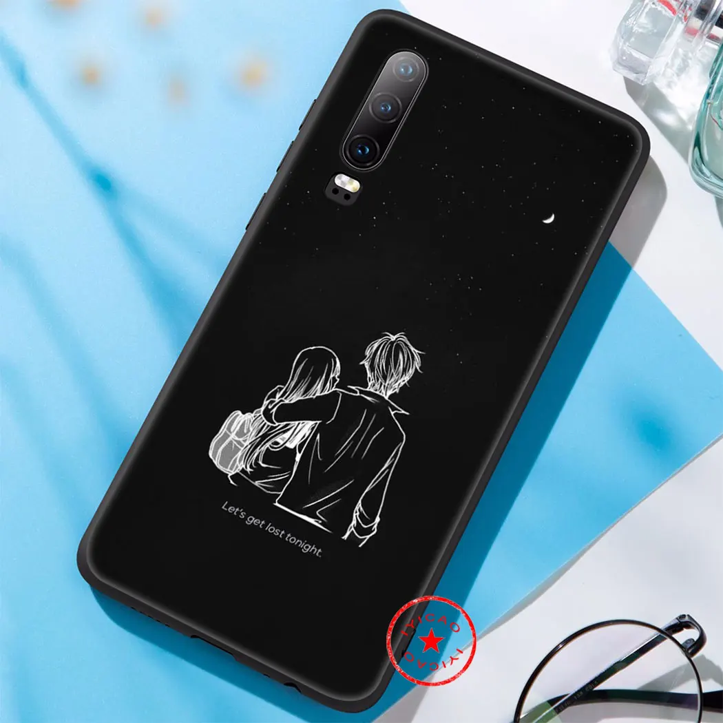 IYICAO черный белый мягкий чехол с рисунком для huawei P30 P20 Pro P10 P8 P9 Lite Mini 2017 P Smart Z Plus 2019 |