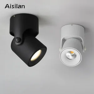 Aisilan Светодиодный точечный потолочный светильник вниз светильник поверхностного монтажа COB фон светильник регулируемый 180 градусов фойе спальни светильник спот точечные светильники споты потолочные потолочный свет