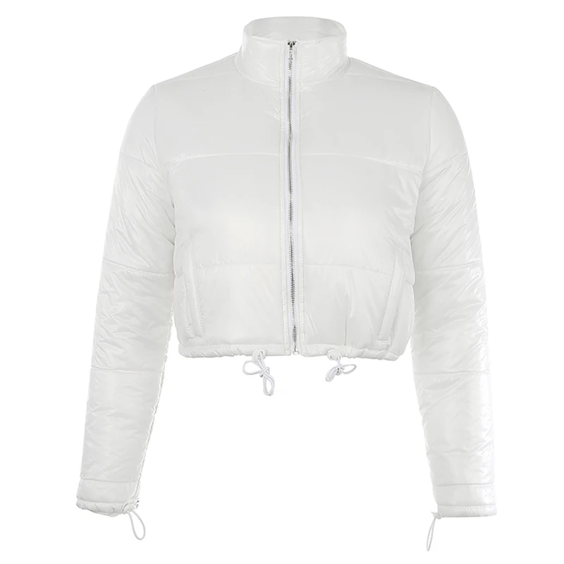 

DropShipping Padded Winter Puffer Jacket Women Warm Long Sleeve Bubble Coat Thick Black White Casual Parka Korean Zipper Autumn