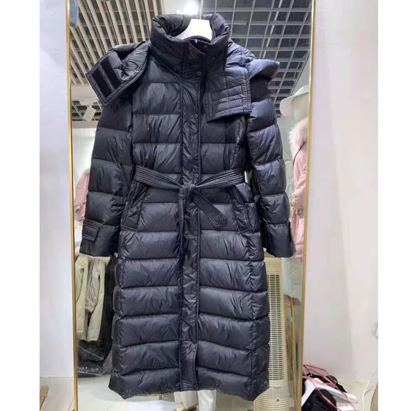Длинный женский зимний пуховик 2020 90% утиного пуха Толстая Теплая Повседневная