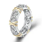 Кольцо с белым кубическим цирконием для мужчин и женщин, изысканное Серебряное украшение в форме х, с микрозакрепкой, цвет золото