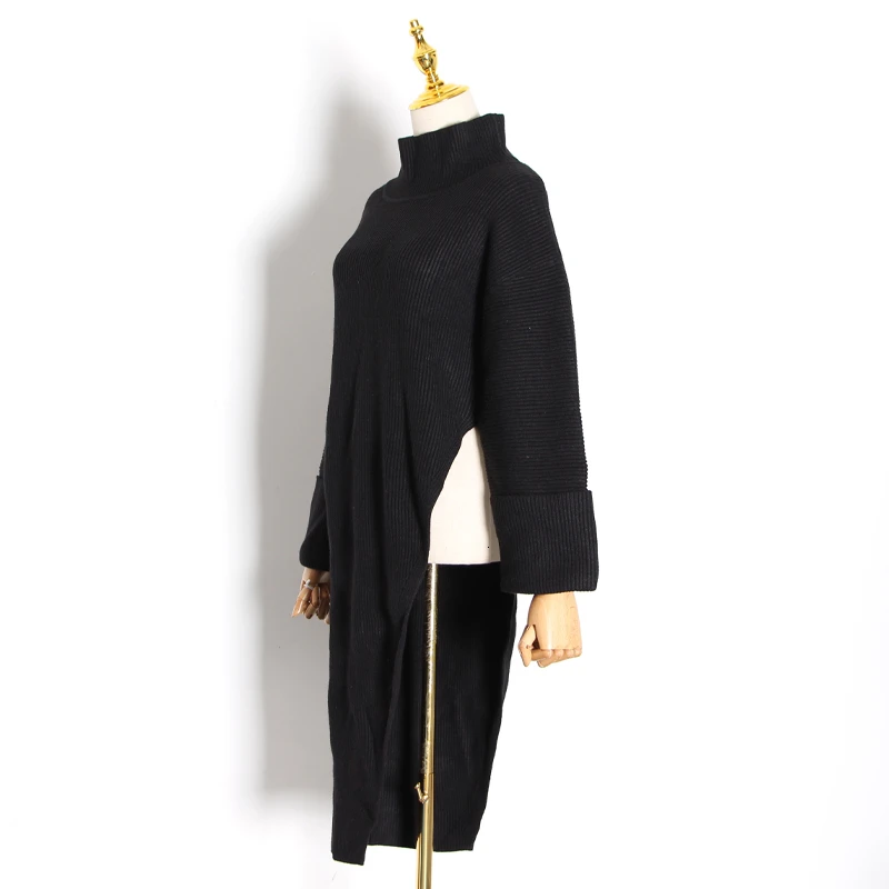 Свитер TWOTWINSTYLE свободный с высоким воротом и длинным рукавом 2020 | Женская одежда